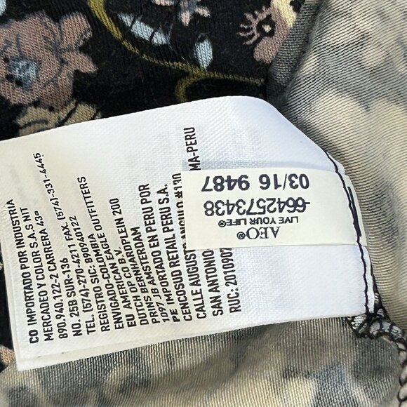 AEO SOFT & SEXY Dress S Floral Knit Navy Fit & Flare Bell LS Keyhole Flowy Cut - Picture 12 of 12